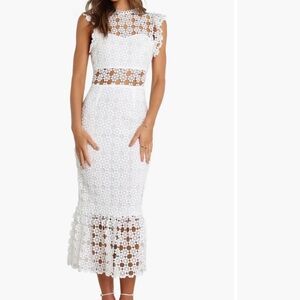 Petal & Pup White Lace Midi Dress